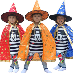 Cape de sorcière d'Halloween pour enfants Starlight avec chapeau, costume de magicien, cape étoilée pour fête d'enfants, cosplay - Product Image 5