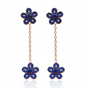 Flower Design Long <b>Dangle</b> <b>Earring</b> 925 <b>Silver</b> Turkish Wholesale Handmade 925 <b>Silver</b> Sterling <b>Earrings</b> - Product Image 2