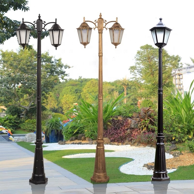 Factory AC85-265V Street Black Pole Courtyard Lamp Street Post Outdoor Garden Solar Lamp Post Light Lawn Garden Lamp