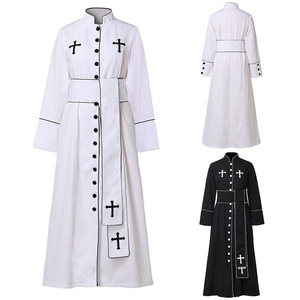 Robe <span class=keywords><strong>de</strong></span> Prêtre Sur Mesure, Costume <span class=keywords><strong>de</strong></span> Clergé d'Église avec Col Montant, <span class=keywords><strong>Soutane</strong></span> Romaine Imprimée pour Pasteur et Prêtre - Product Image 1