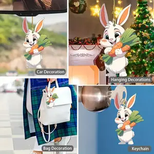 Hot Selling Pendant Car Decoration Pendant Carrot Rabbit Acrylic Flat Backpack Keychain Decoration Best Gift