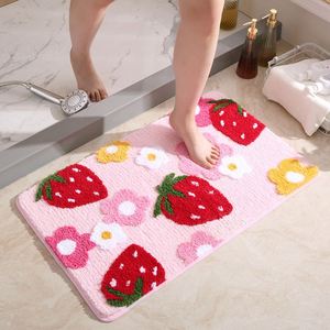 Alfombras de Baño de Microfibra con Diseño de Fresa, Imitación de Cachemira, para Baño, Dormitorio, Pasillo, Entrada - Product Image 1