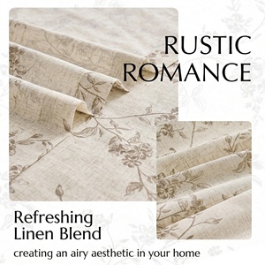 Rideaux imprimés floraux JINCHAN Artisan <span class=keywords><strong>Charlotte</strong></span>, draperies en lin style ferme vintage, fabrication personnalisable et neutre en carbone - Product Image 4