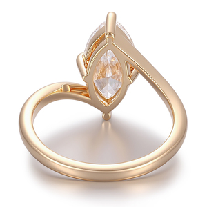 Anillo de diamante de laboratorio con corte Marquise de 3.02 quilates, personalizado, de oro macizo de 14K o 18K, con engaste de 4 puntas, estilo cursivo, para boda o compromiso. - Product Image 2
