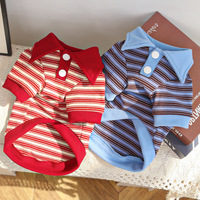 Pull en polaire rayé en polyester à col polo pour chats et chiens – Vêtements et accessoires décontractés pour animaux de compagnie