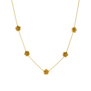 Modern Chinese Style Rose Clavicle Necklace Gold Plated Stainless Steel Chain Camellia Motif Daily Wedding Jewelry - Product Image 5