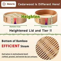 JUSEN Panier vapeur personnalisable en bois de cèdre et bambou avec couvercle en bambou, pour cuisinières à gaz et à induction, capacité 2L, lavage à la main uniquement, pour Dim Sum et Bao