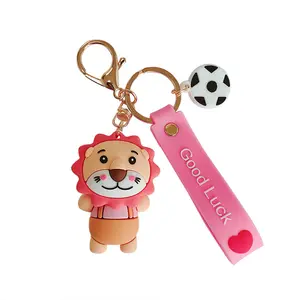 Xinxing Hot Selling Fabrik preis Cartoon Cute Lion Schlüssel bund Weiches PVC 3D Schlüssel anhänger Schlüssel ring Großhandel