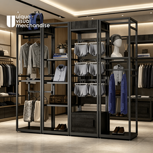 Exhibidores de <span class=keywords><strong>Ropa</strong></span> Metálicos Negros con Logotipo Personalizado para Tienda de <span class=keywords><strong>Ropa</strong></span> Masculina, Exhibidores de Trajes para Hombre, Exhibidores de <span class=keywords><strong>Ropa</strong></span> para Minoristas - Product Image 4