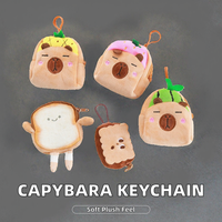Porte-monnaie mini capybara mignon, porte-clés, sac de rangement souple pour écouteurs, porte-monnaie en peluche motif hamburger et biscuit, porte-clés