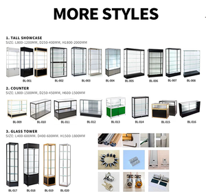 Vitrine <span class=keywords><strong>de</strong></span> présentation en verre trempé avec porte coulissante miroir et éclairage LED - Product Image 5