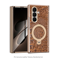 Étui de téléphone en cuir véritable de luxe avec support magnétique pour Samsung Fold 6 7 8 Flip 6 7 8