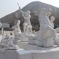 Fontaine d'eau, Statue de cheval en marbre blanc, bon marché, pour le jardin