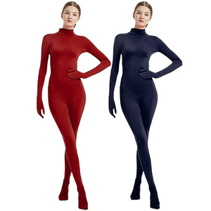 Women's Solid Color <b>Bodysuit</b> Stretch Knitted Dance Stage Costume Adult Size - Product Image 3