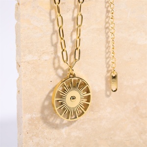 Collar con colgante de esfera redonda de acero inoxidable con diseño de engranaje y clip, chapado en oro, de gran venta - Product Image 5