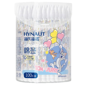 Hisopos de algodón Hyno de Haier, hisopos de algodón desengrasantes para el hogar de 100 piezas, palitos de papel de doble punta, A408 - Product Image 1