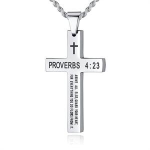 Cruz bíblica basada en la fe <span class=keywords><strong>de</strong></span> acero inoxidable Unisex Simple religioso fino moda geométrica hombres colgante collar joyería al por mayor - Product Image 1