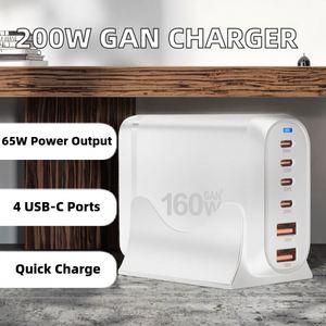ที่ชาร์จ GaN 160W แบบเร็วพิเศษ พอร์ต Type C สี่พอร์ต PD 20W ที่ชาร์จแบบตั้งโต๊ะพกพาสำหรับ Macbook โทรศัพท์มือถือ และอื่นๆ รองรับ PD3.1 65W - Product Image 2
