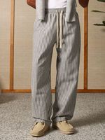 Pantalon décontracté pour homme, à rayures, à devant plat, ample, élégant, taille mi-élastique, ample, droit, pour la salle de sport, l'entraînement, l'été, streetwear