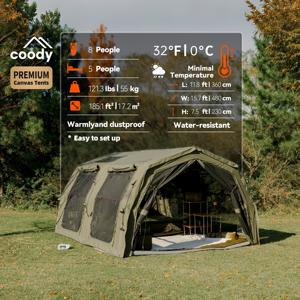 Tente gonflable Coody 17.2 Familia Pro-Army Green, ouverture rapide, grand espace, camping en plein air, tente en coton - Product Image 1