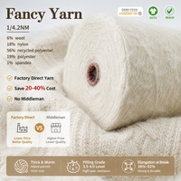 Eco-friendly Recycled Polyester Wool Nylon Blended Fancy Yarn 1/4.2NM Fluffy Faux Alpaca Long Pile Yarn for Winter Knitted Coat