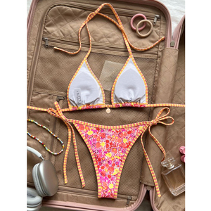 Ensemble <span class=keywords><strong>de</strong></span> bikini sexy personnalisé pour femme, haut triangle à nouer sur les côtés, imprimé, maillot <span class=keywords><strong>de</strong></span> <span class=keywords><strong>bain</strong></span> deux pièces, style brésilien - Product Image 3