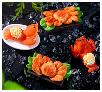 Maison de poupée miniature nourriture homard roi crabe animal figurine résine fruits de mer modèles supermarché cuisine décor jouets commerce de gros