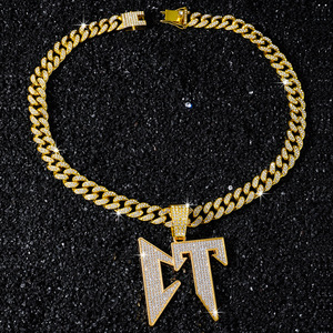Collar de cadena chapado en oro y plata estilo hip-hop, con colgante de letra CT de aleación personalizado para hombre, joyería de moda al por mayor, superventas - Product Image 4