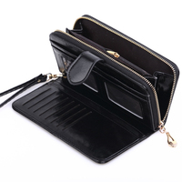 Drop pengiriman grosir harga pabrik kapasitas besar kulit Pu multifungsi wanita ritsleting dompet Clutch panjang