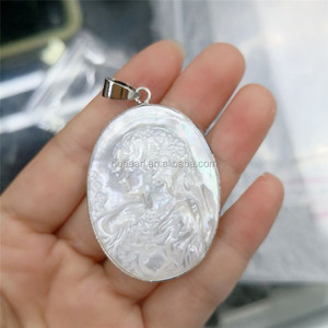 Pendentifs sculptés en <span class=keywords><strong>nacre</strong></span> naturelle blanche MOP95, coquille de <span class=keywords><strong>nacre</strong></span>, pour femme - Product Image 1