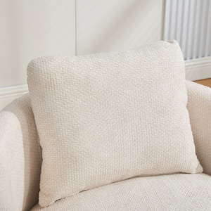 Fauteuil d'appoint moderne pivotant à 360° en chenille, rembourré, confortable, avec pieds en bois pour salon - Product Image 3