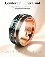 Großhandel Roségold Wolframcarbid-Ring Gebürstetes Schwarz mit Türkis-Einlage 8mm Paarringe Ehering Verlobungsring Versprechen-Ring