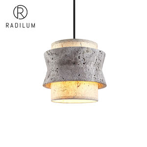 Lampe suspendue en travertin Wabi Sabi, îlot de cuisine, salle à manger, Japandi, pierre naturelle, papier de riz, LED, CE, RoHS, luminaire suspendu <span class=keywords><strong>Felix</strong></span> - Product Image 1