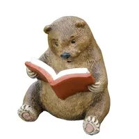 लघु गुड़ियाघर परी उद्यान बेबी Bear पढ़ने एक पुस्तक प्यारा भालू राल मूर्तिकला