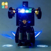 Amazons Venta caliente B/O Electric Police Car Transform juguetes led light Music robot eléctrico juguetes con proyección juguete niños