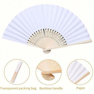 Éventail pliant en bambou blanc vierge personnalisable avec impression de logo, décoration DIY, cadeau de mariage - Product Image 3