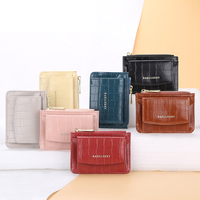 Dompet Pendek Wanita Kulit Buaya, Dua Lipat, Organizer Koin Ritsleting Lipat Dua
