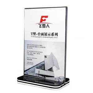 Custom Commercial A4 A5 A6 Acrylic Pedestal Shelf Sign Acrylic Name Card Stand Up Table Top Holder Display