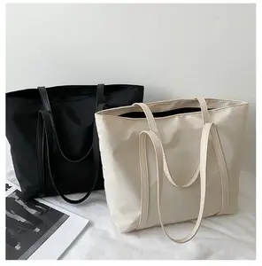 Manufacturer Factory Germany France Italy Spain UK Australia Canada Shopping Nylon Shoulder Beach Hand Bag with leather handle