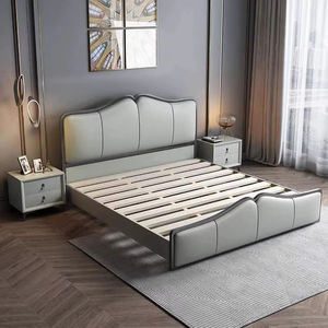 आधुनिक अमेरिकी बेडरूम फर्नीचर लक्जरी चमड़े की लाइट फ्रेम रानी/किंग आकार बिस्तर युवा बच्चों के लिए नरम बिस्तर - Product Image 1