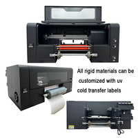 Mesin Printer UV DTF A3 CMYKWV Tinta UV Warna-warni untuk Pencetakan Label Kristal, Pembersihan Printhead Otomatis untuk Mug, Logam, Kayu, Stiker Kado