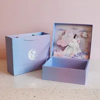 Emballage de cadeau personnalisé en gros boîte de présentation tridimensionnelle bleue de dessin animé paquet de parfum de vin boîte de cadeau d'anniversaire de Valentine