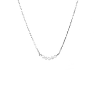 Dainty 316l שרשרת קריסטל נירוסטה חמש שרשרת פנינים צפות פנינה צפה עבור מתנת חתונה - Product Image 4