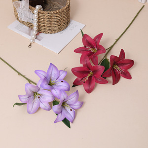 Silk <b>Artificial</b> <b>Lily</b> <b>Flowers</b> for Home Living Room Dining Table Decorations Floral Arrangements for Background Enhancements - Product Image 4