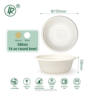 Insalatiera di carta usa e getta in 100% rotonda da 500ml di bagassa biodegradabile e compostabile - Product Image 4