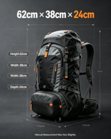 Sac à dos de randonnée unisexe ergonomique imperméable de 50 L avec support dorsal respirant, ceinture de hanche réglable, design portable pour une utilisation en extérieur