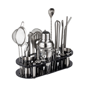Set da Cocktail 17 Pezzi in Acciaio Inox con Supporto in Acrilico, Kit da Barman per Miscelare Bevande a Casa - Product Image 2