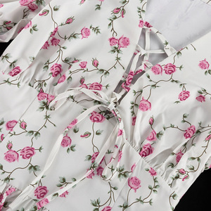 Fornitore di Boutique Enyami romantico abito estivo con stampa floreale Boheme eleganti con volant a righe Mini abiti da donna - Product Image 5