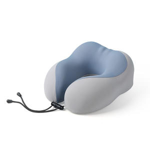 Oreiller de voyage ergonomique en mousse à mémoire de forme en U, portable, rafraîchissant en soie glacée, pour la sieste au bureau ou en avion, couleur unie - Product Image 3