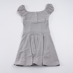 Romantic Sweet Style Solid Natural Digital Printing <b>Button</b> Closure Knitted Puff Sleeve Dress - Product Image 2